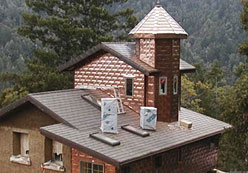 roof of the house with copper cladding