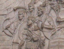 Roman soldiers with cornicen brass instruments