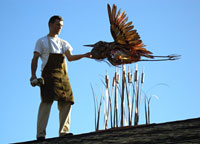 Copper Artist Ken on Roof