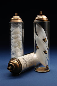 Glass and Bronze Spray Cans