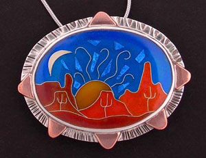 Arizona Dessert Landscape enamel pendant