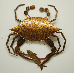 Crab with Dinner, copper sculpture