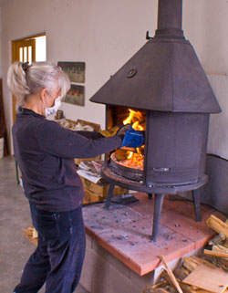 Firing copper in a wood stove