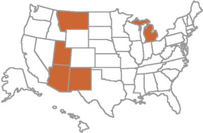 U.S. map with copper states highlighted