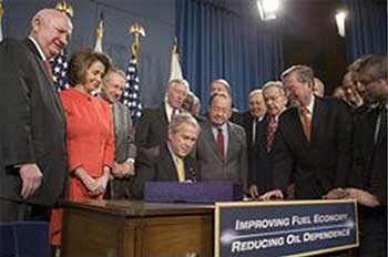 President George W. Bush signs the Energy Independence and Security Act of 2007