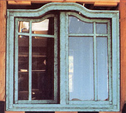 copper-framed windows