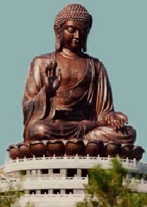 Bronze statue of Buddha on Lantau Island, Hong Kong
