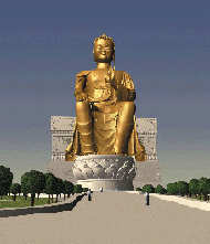Computer generated images of the bronze statue of Maitreya